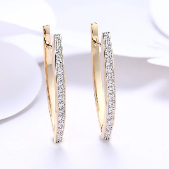 S925 Sterling Silver 37MM Gold/Rose Gold U Round Hoop Earrings For Women… - Picture 2 of 6